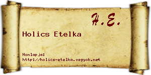 Holics Etelka névjegykártya